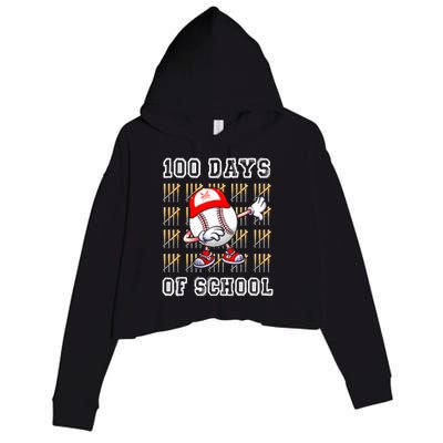 100 Days Of School 100th Day Baseball Teacher Crop Fleece Hoodie