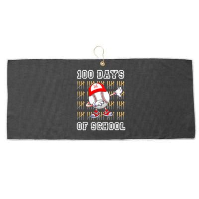 100 Days Of School 100th Day Baseball Teacher Large Microfiber Waffle Golf Towel