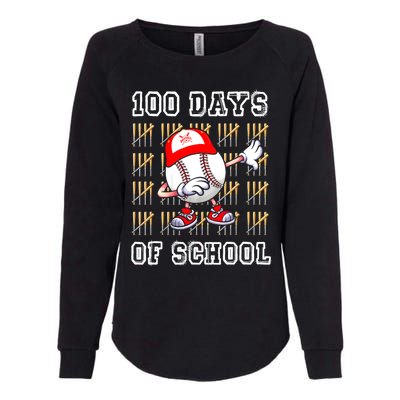 100 Days Of School 100th Day Baseball Teacher Womens California Wash Sweatshirt