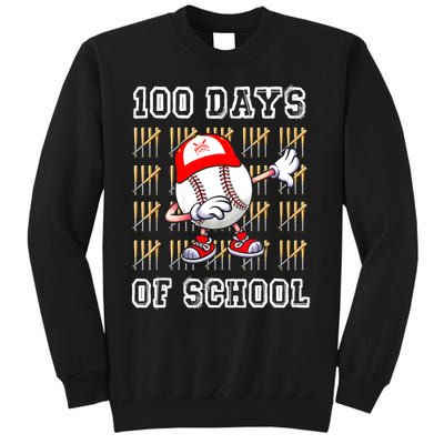 100 Days Of School 100th Day Baseball Teacher Tall Sweatshirt