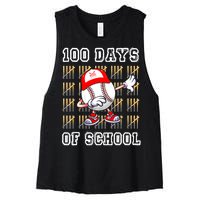 100 Days Of School 100th Day Baseball Teacher Women's Racerback Cropped Tank