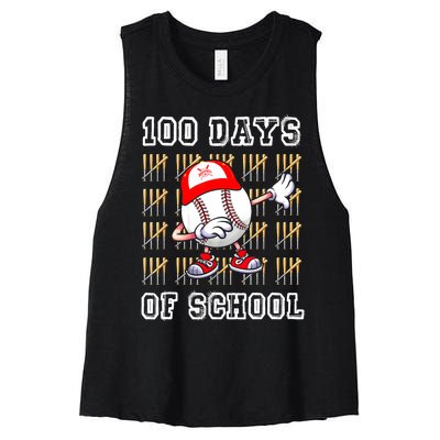 100 Days Of School 100th Day Baseball Teacher Women's Racerback Cropped Tank