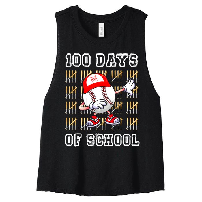 100 Days Of School 100th Day Baseball Teacher Women's Racerback Cropped Tank