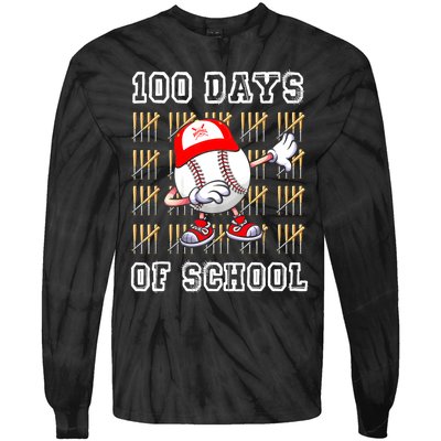 100 Days Of School 100th Day Baseball Teacher Tie-Dye Long Sleeve Shirt