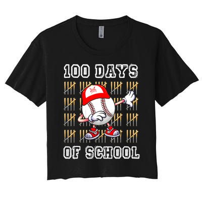 100 Days Of School 100th Day Baseball Teacher Women's Crop Top Tee