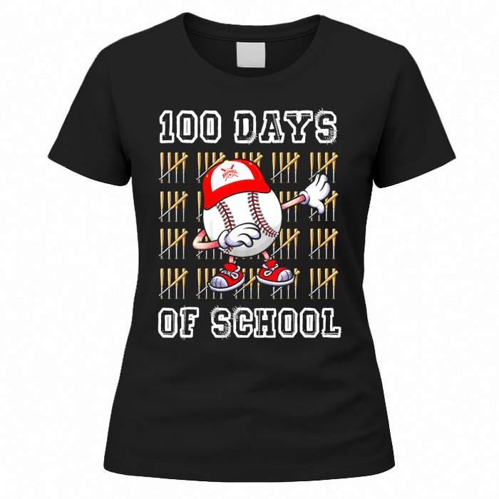 100 Days Of School 100th Day Baseball Teacher Women's T-Shirt