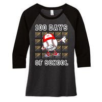 100 Days Of School 100th Day Baseball Teacher Women's Tri-Blend 3/4-Sleeve Raglan Shirt