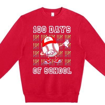 100 Days Of School 100th Day Baseball Teacher Premium Crewneck Sweatshirt