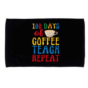 100 Days Of Coffee Teach Repeat 100 Days Of School Teachers Gift Microfiber Hand Towel