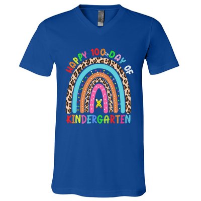 100th Day Of Kindergarten School Rainbow 100 Days Smarter Gift V-Neck T-Shirt