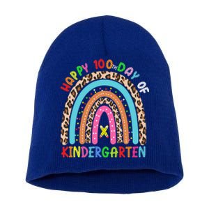 100th Day Of Kindergarten School Rainbow 100 Days Smarter Gift Short Acrylic Beanie