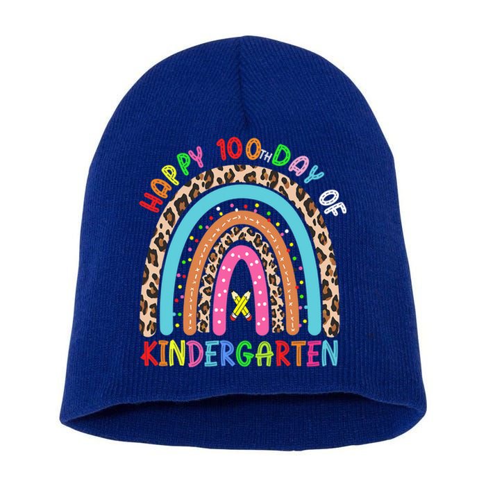 100th Day Of Kindergarten School Rainbow 100 Days Smarter Gift Short Acrylic Beanie