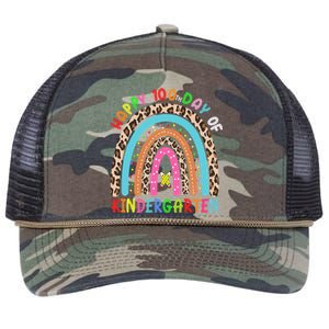 100th Day Of Kindergarten School Rainbow 100 Days Smarter Gift Retro Rope Trucker Hat Cap