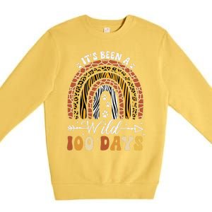 100 Days Of School Teacher 100th Day Of School Rainbow Premium Crewneck Sweatshirt