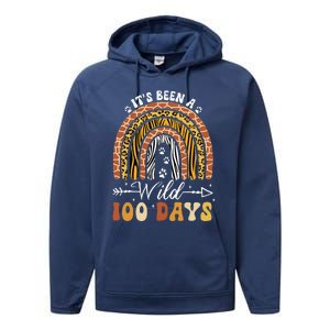 100 Days Of School Teacher 100th Day Of School Rainbow Performance Fleece Hoodie