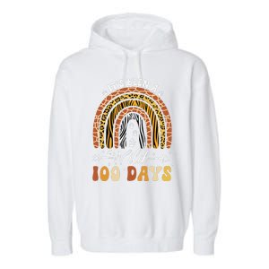 100 Days Of School Teacher 100th Day Of School Rainbow Garment-Dyed Fleece Hoodie