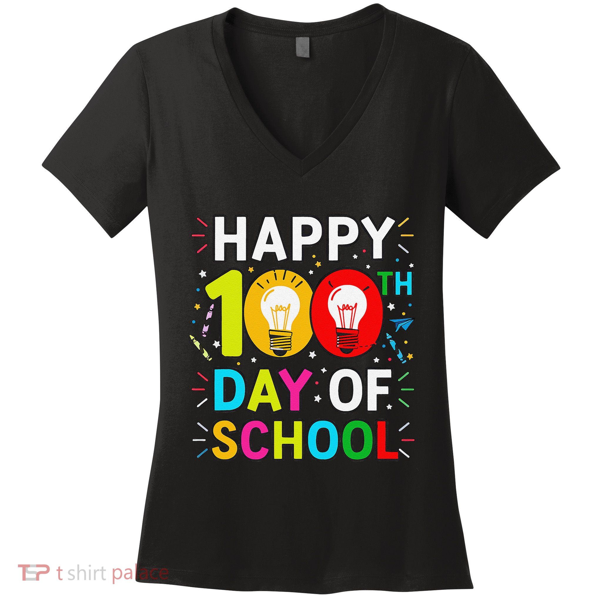 100 Days Of School Costume Teacher Student 100th Day Women's V-Neck T-Shirt