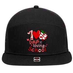 100 Days Of Loving School Groovy Cute Teacher Valentine 7 Panel Mesh Trucker Snapback Hat