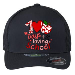 100 Days Of Loving School Groovy Cute Teacher Valentine Flexfit Unipanel Trucker Cap