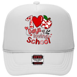 100 Days Of Loving School Groovy Cute Teacher Valentine High Crown Mesh Back Trucker Hat