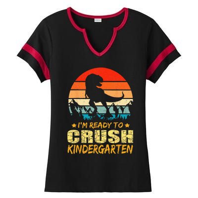 1st Day Of Kindergarten Im Ready To Crush Dinosaur Boy Ladies Halftime Notch Neck Tee