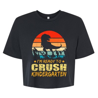 1st Day Of Kindergarten Im Ready To Crush Dinosaur Boy Bella+Canvas Jersey Crop Tee