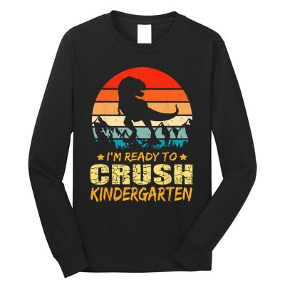 1st Day Of Kindergarten Im Ready To Crush Dinosaur Boy Long Sleeve Shirt