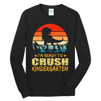 1st Day Of Kindergarten Im Ready To Crush Dinosaur Boy Tall Long Sleeve T-Shirt