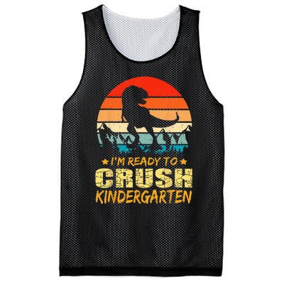 1st Day Of Kindergarten Im Ready To Crush Dinosaur Boy Mesh Reversible Basketball Jersey Tank