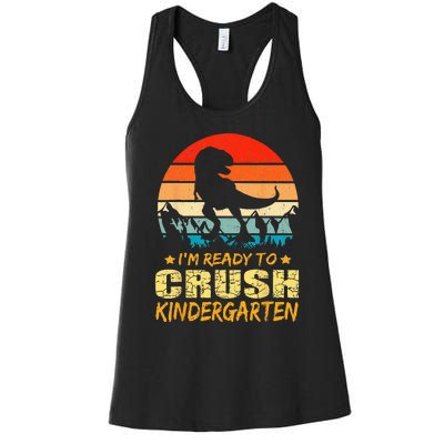 1st Day Of Kindergarten Im Ready To Crush Dinosaur Boy Women's Racerback Tank