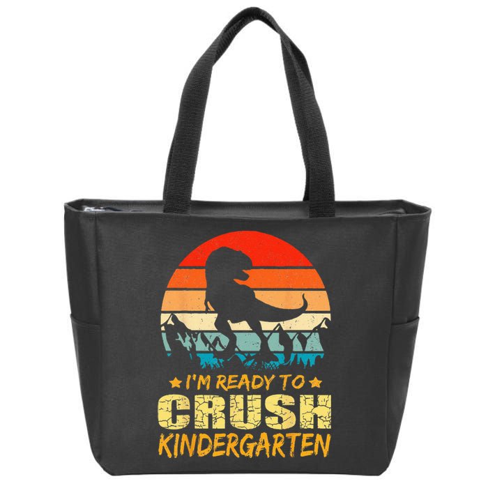 1st Day Of Kindergarten Im Ready To Crush Dinosaur Boy Zip Tote Bag