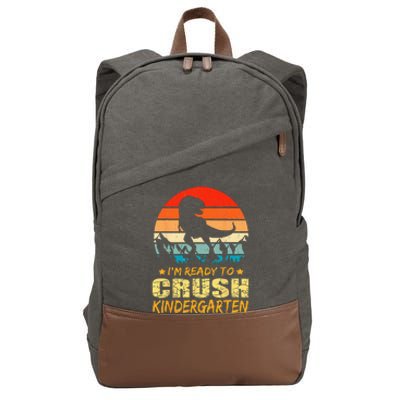 1st Day Of Kindergarten Im Ready To Crush Dinosaur Boy Cotton Canvas Backpack