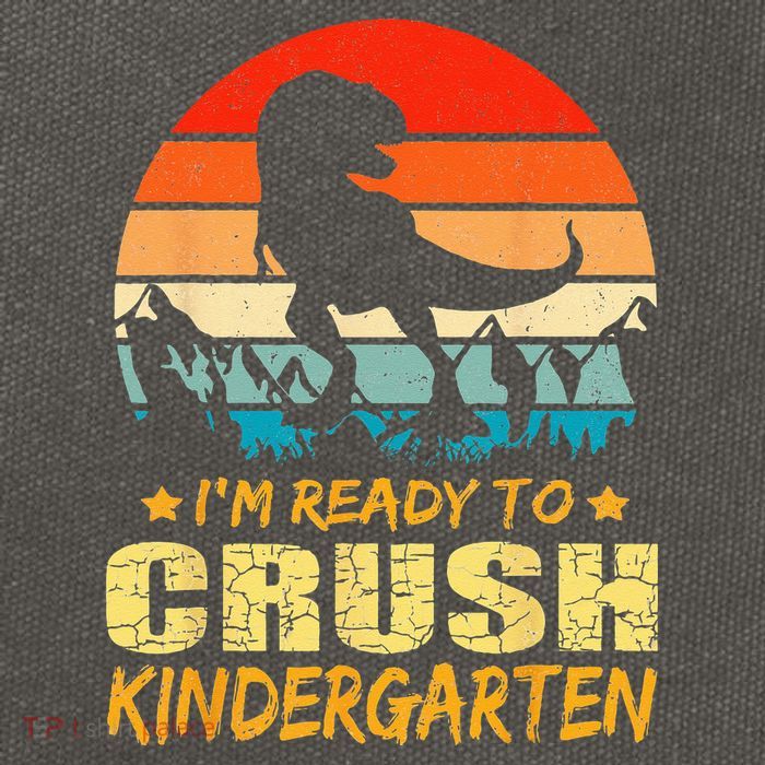 1st Day Of Kindergarten Im Ready To Crush Dinosaur Boy Cotton Canvas Backpack