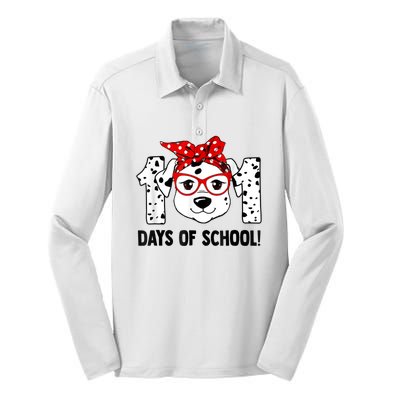 101 Days Of School Dalmatian Dog Teachers Kids Gift Silk Touch Performance Long Sleeve Polo