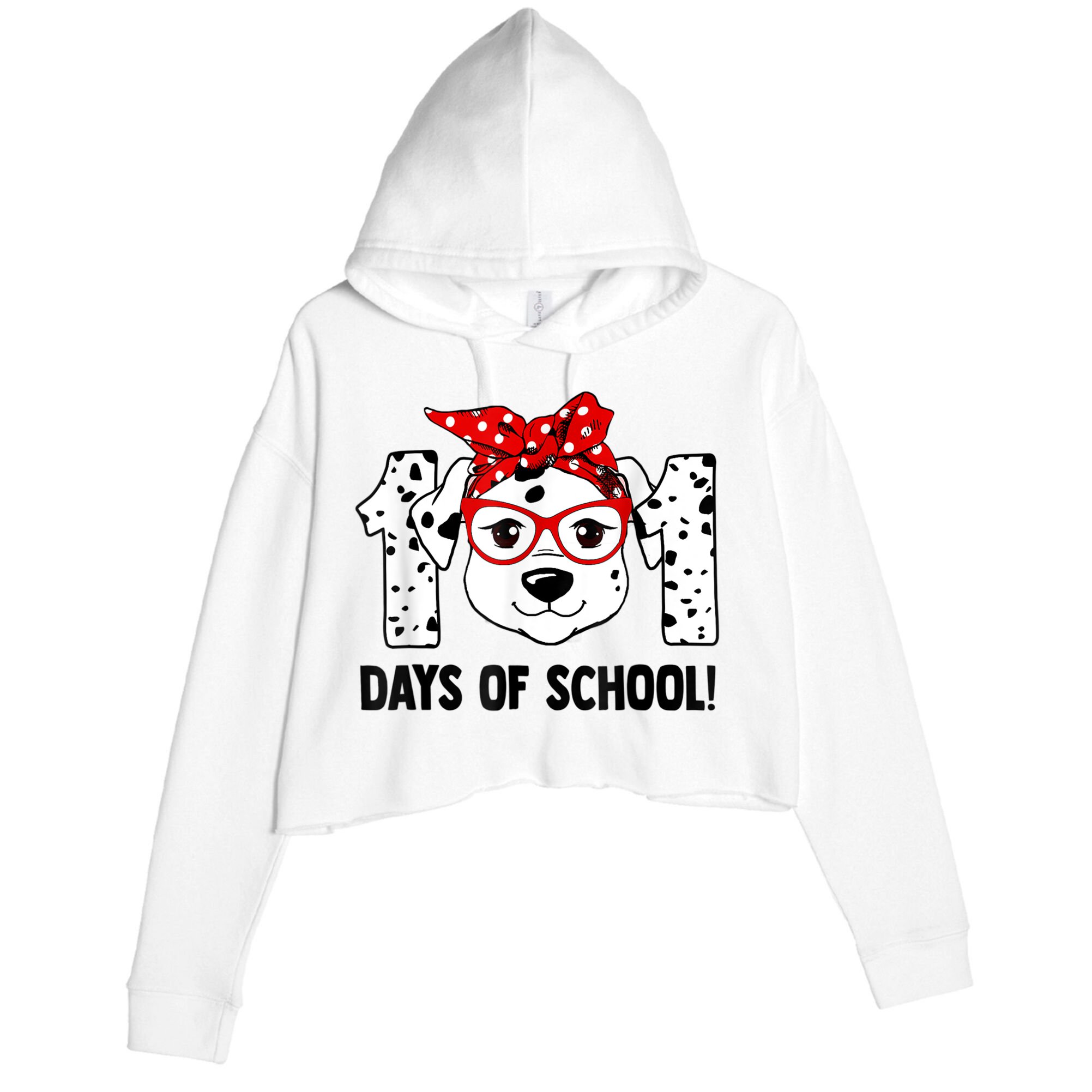 101 Days Of School Dalmatian Dog Teachers Kids Gift Crop Fleece Hoodie