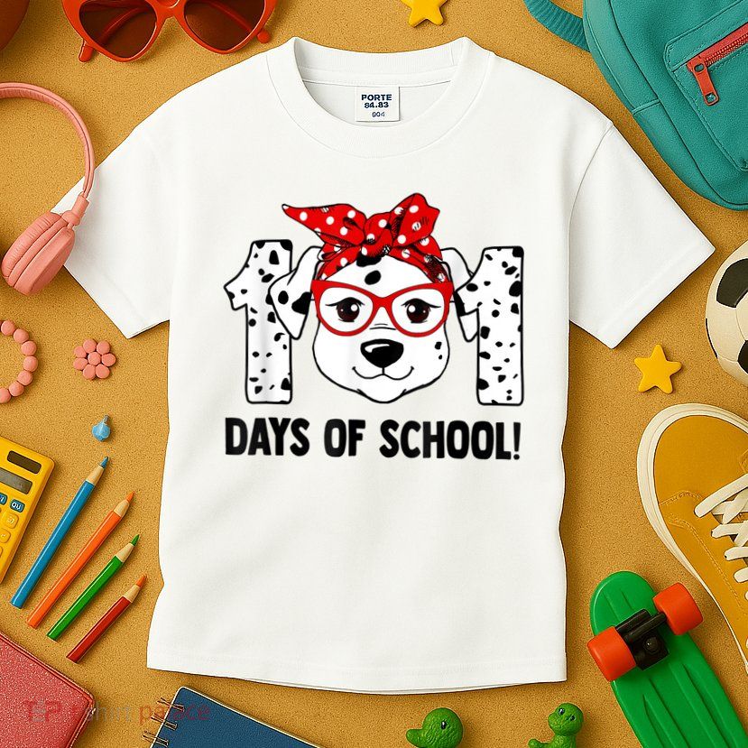 101 Days Of School Dalmatian Dog Teachers Kids Gift Kids T-Shirt