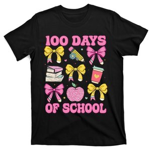 100 Days Of School Coquette Bow 100th Day Of School Teacher Gift T-Shirt