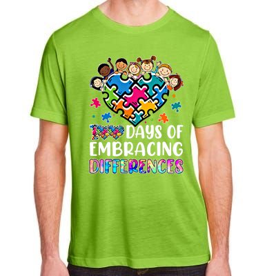 100 Days Of School Embracing Differences Autism Support Cool Gift Adult ChromaSoft Performance T-Shirt