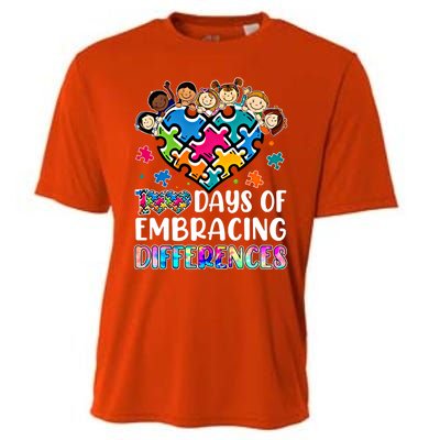 100 Days Of School Embracing Differences Autism Support Cool Gift Cooling Performance Crew T-Shirt