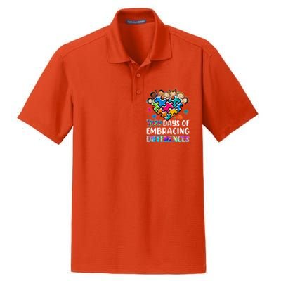 100 Days Of School Embracing Differences Autism Support Cool Gift Dry Zone Grid Polo