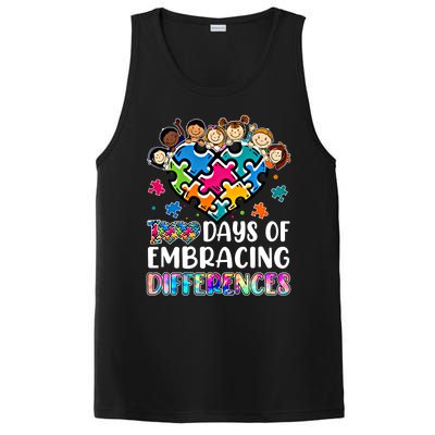 100 Days Of School Embracing Differences Autism Support Cool Gift PosiCharge Competitor Tank