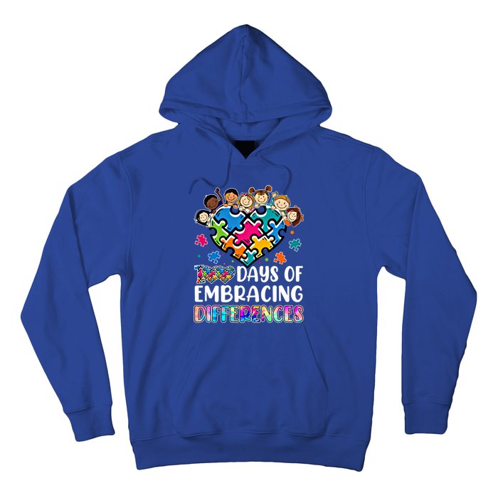 100 Days Of School Embracing Differences Autism Support Cool Gift Hoodie