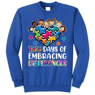 100 Days Of School Embracing Differences Autism Support Cool Gift Sweatshirt