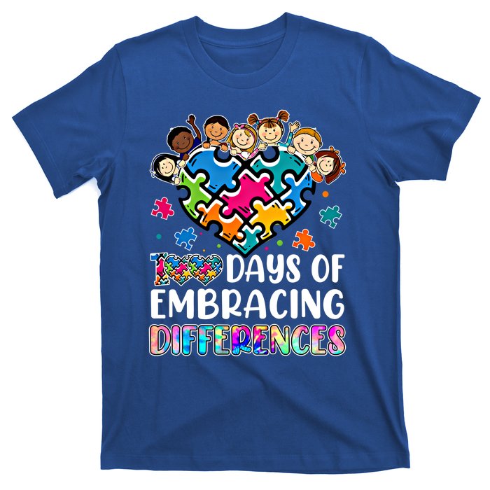 100 Days Of School Embracing Differences Autism Support Cool Gift T-Shirt