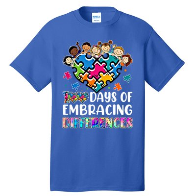 100 Days Of School Embracing Differences Autism Support Cool Gift Tall T-Shirt