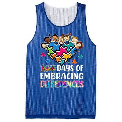 100 Days Of School Embracing Differences Autism Support Cool Gift Mesh Reversible Basketball Jersey Tank