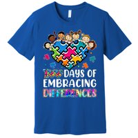 100 Days Of School Embracing Differences Autism Support Cool Gift Premium T-Shirt