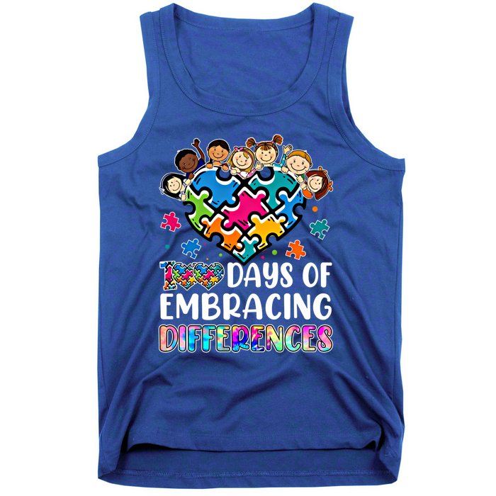 100 Days Of School Embracing Differences Autism Support Cool Gift Tank Top