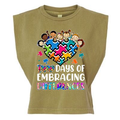 100 Days Of School Embracing Differences Autism Support Cool Gift Garment-Dyed Women's Muscle Tee