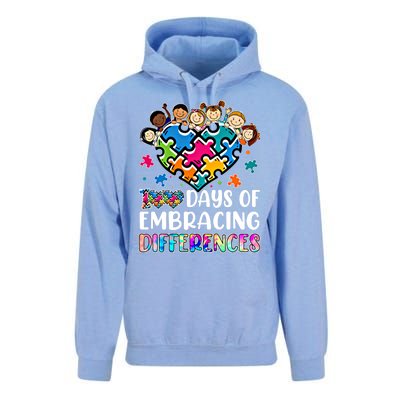 100 Days Of School Embracing Differences Autism Support Cool Gift Unisex Surf Hoodie